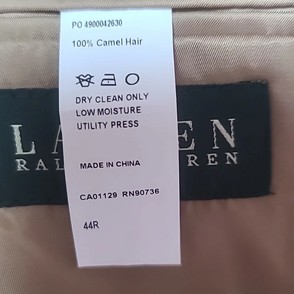 Ralph Lauren Camel Hair Jacket Men's Size 44R